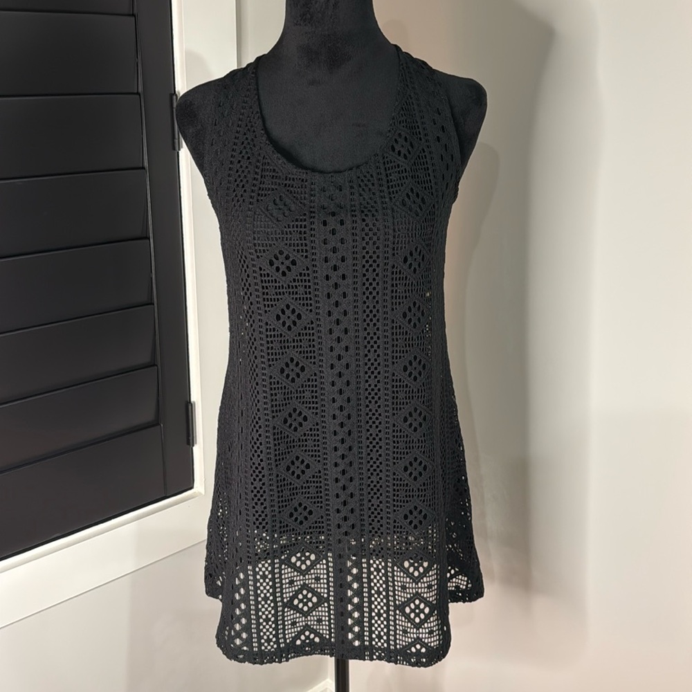 Black lace swim cover up size small